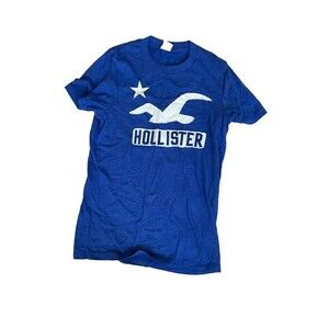 Hollister T-shirt Blue With White Text Size M Men’s Cotton Blend